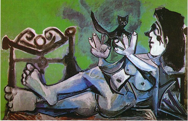 Picasso Lying female nude with cat 1964